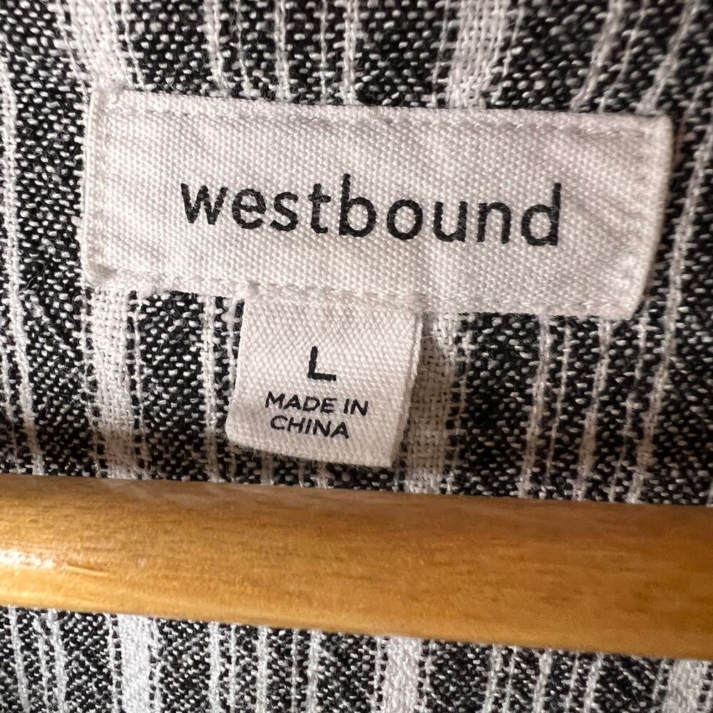 Westbound Dress Womens Size Large Black & White Striped Lagenlook Linen Blend - Picture 2 of 16